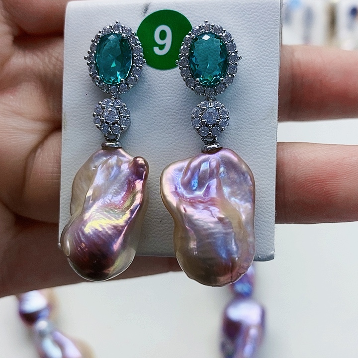 银S925镶嵌耳饰淡水珍珠