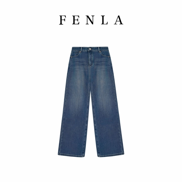 【惠姐私服】美式慵懒加绒阔腿牛仔裤女直筒宽松垂感牛仔裤 85278