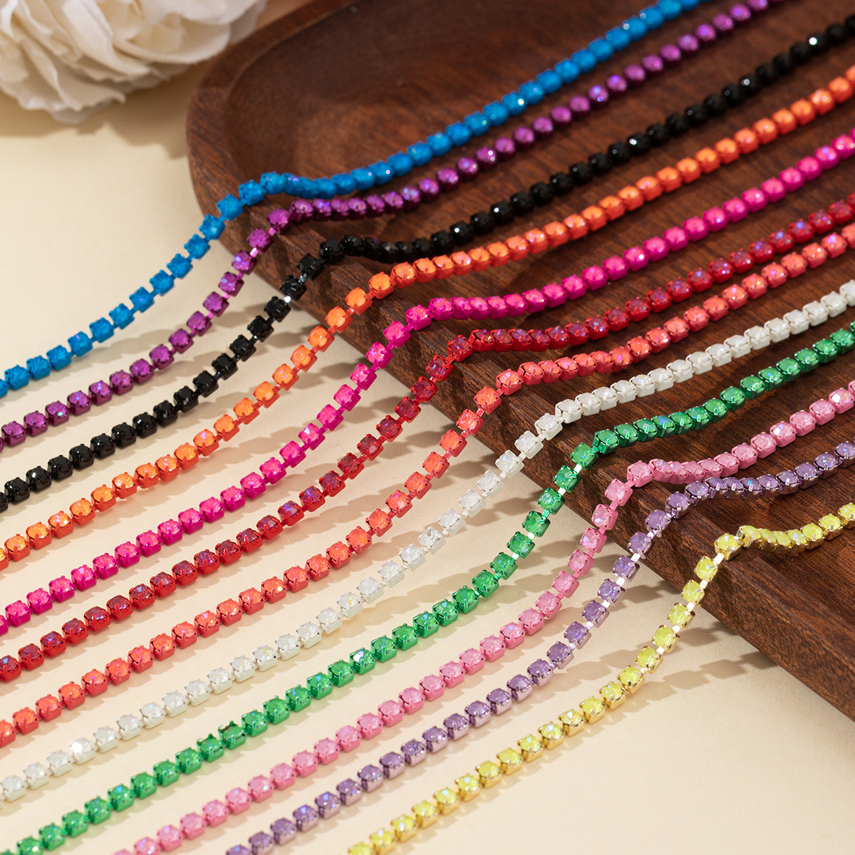 彩色水钻密爪链码链用于美甲手机美容及DIY服装帽鞋饰品