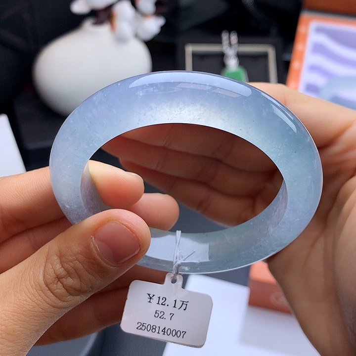 未镶嵌手镯翡翠53冰蓝紫正圈