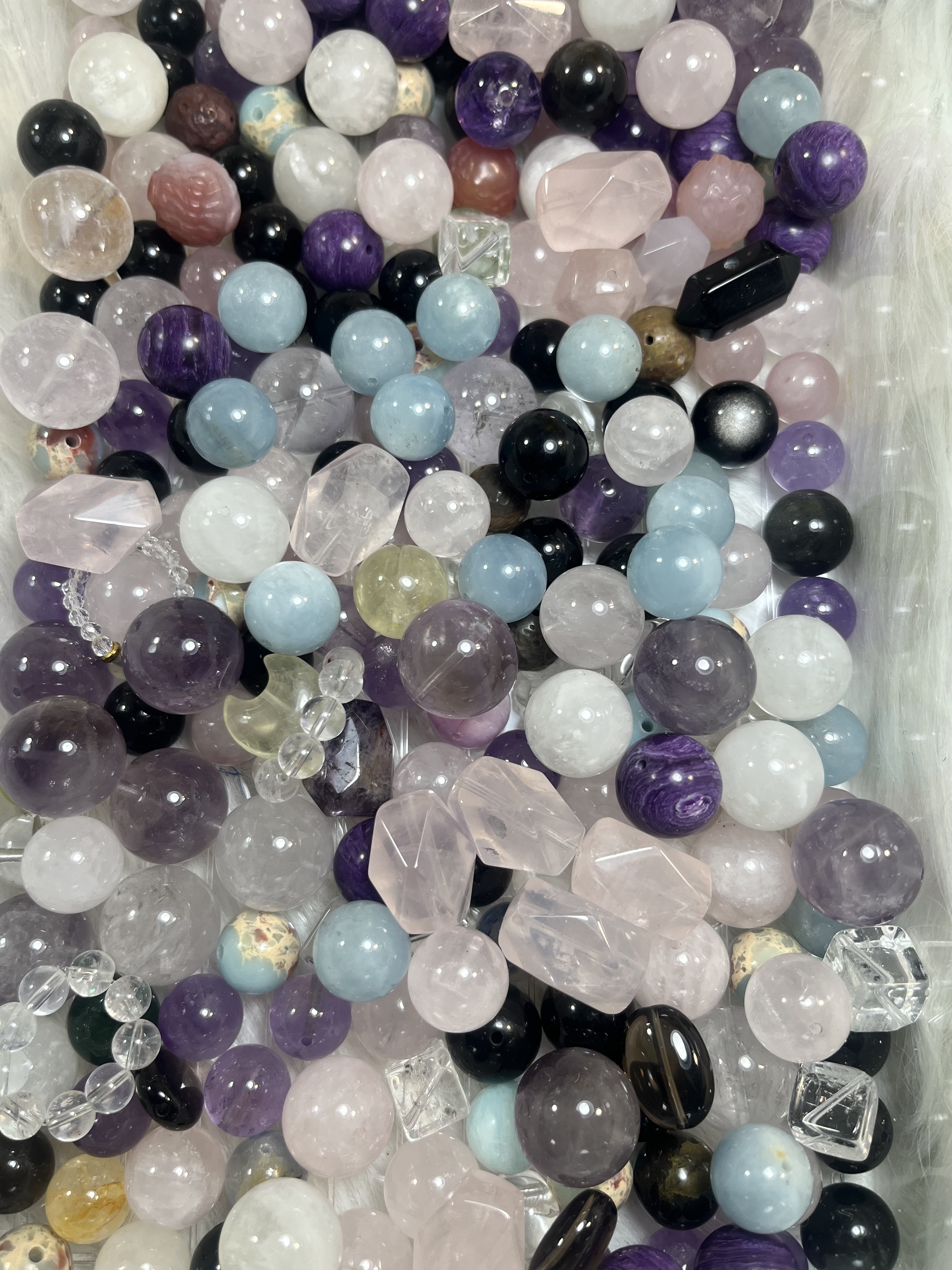 （连麦自选）天然石天然水晶多宝大珠子散珠