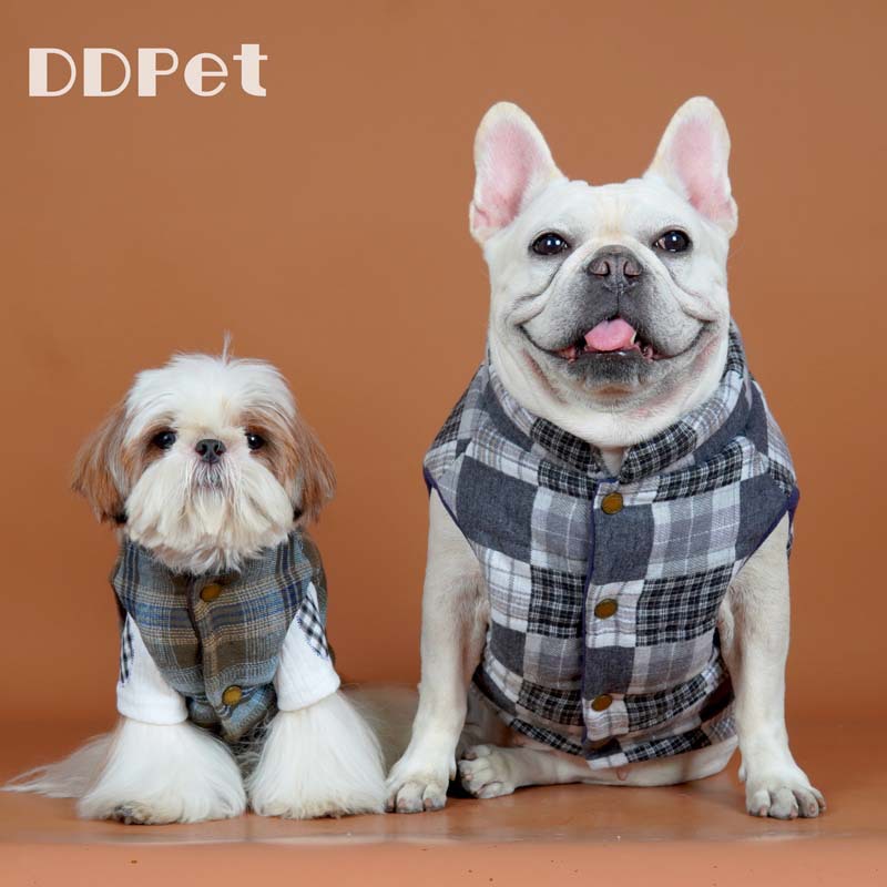 DDPET狗狗衣服宠物秋冬法斗雪纳瑞比熊西施小型犬棉衣马甲复古风