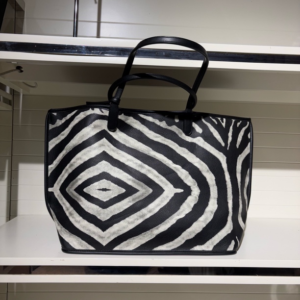 时尚斑马条纹托特包磁扣单肩包肩包简约棋盘格防水