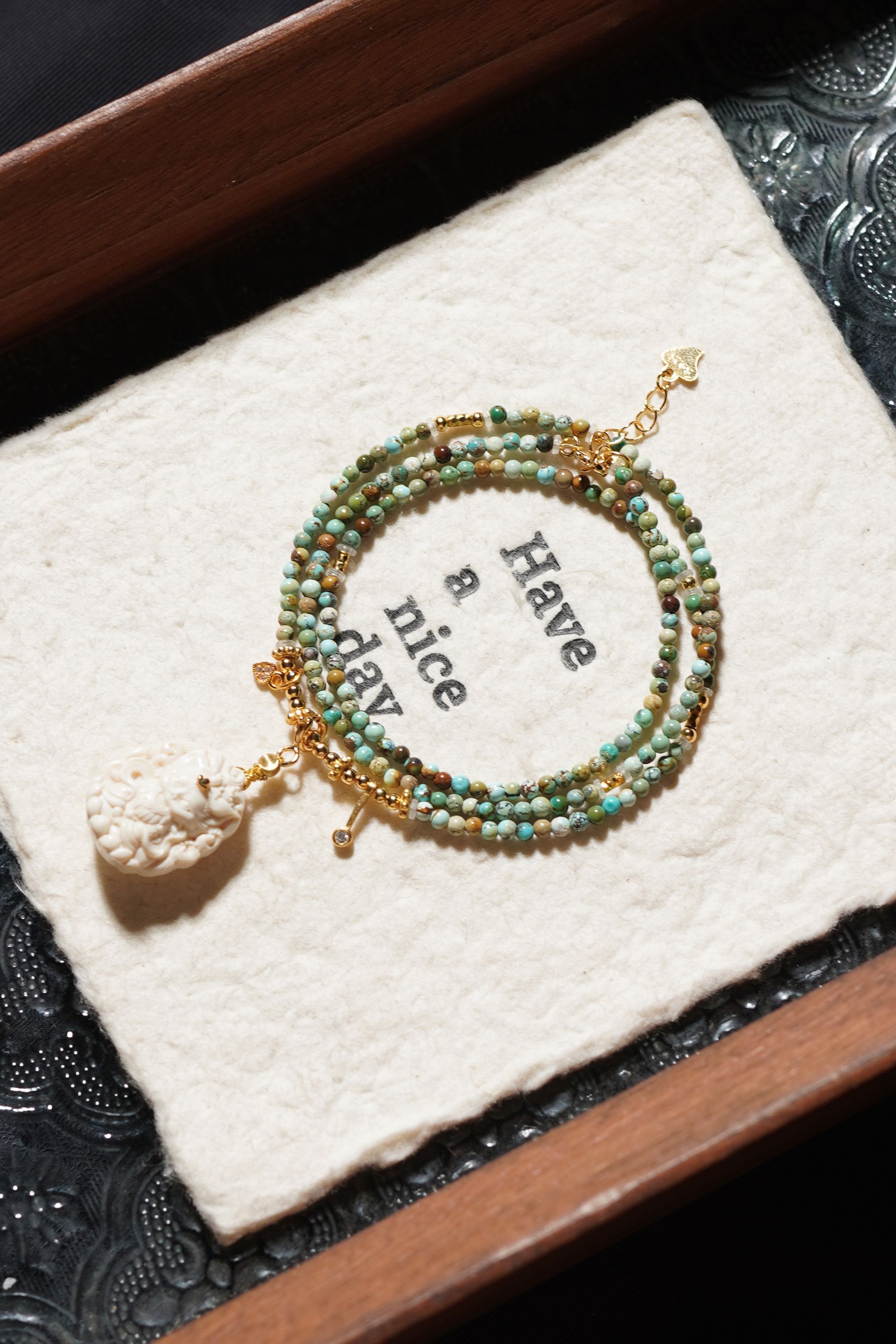 万物有灵 天然猛犸牙雕刻凤九15*19*8mm吊坠项链