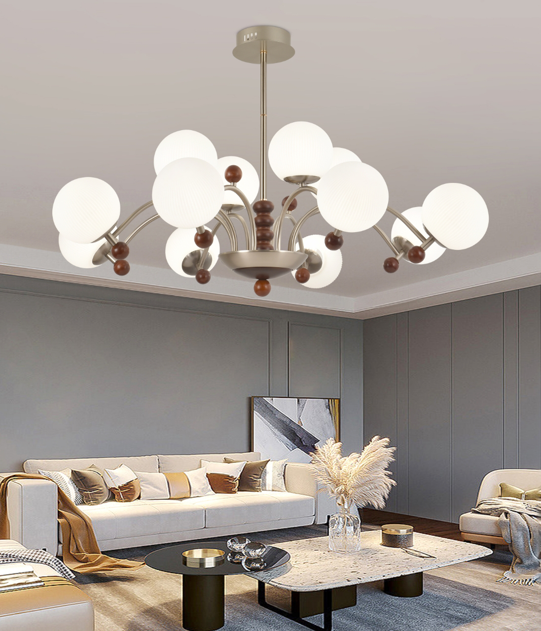 2025年现代简约客厅灯摩登中式吊灯家用中古风创意全光谱护眼