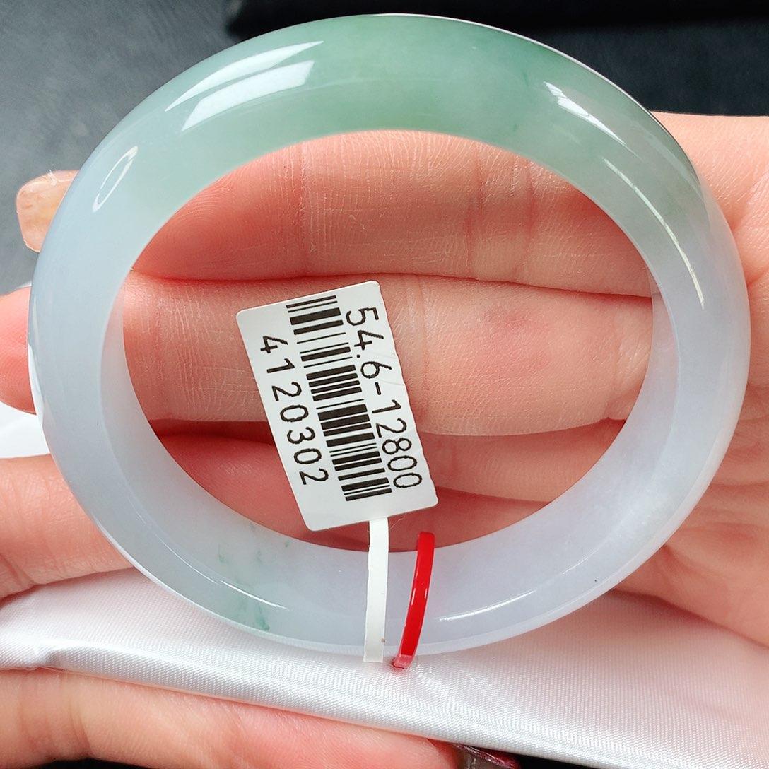 翡翠手镯未镶嵌冰胶半山水正圈54圈口  21号