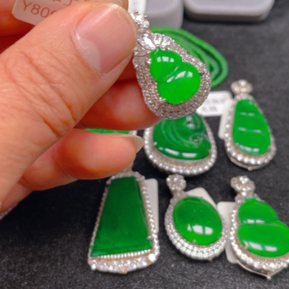 【闪购商品】翡翠颈饰银S925镶嵌吊坠