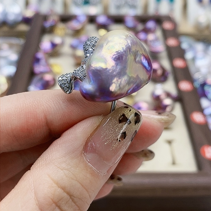 银S925镶嵌耳饰淡水珍珠