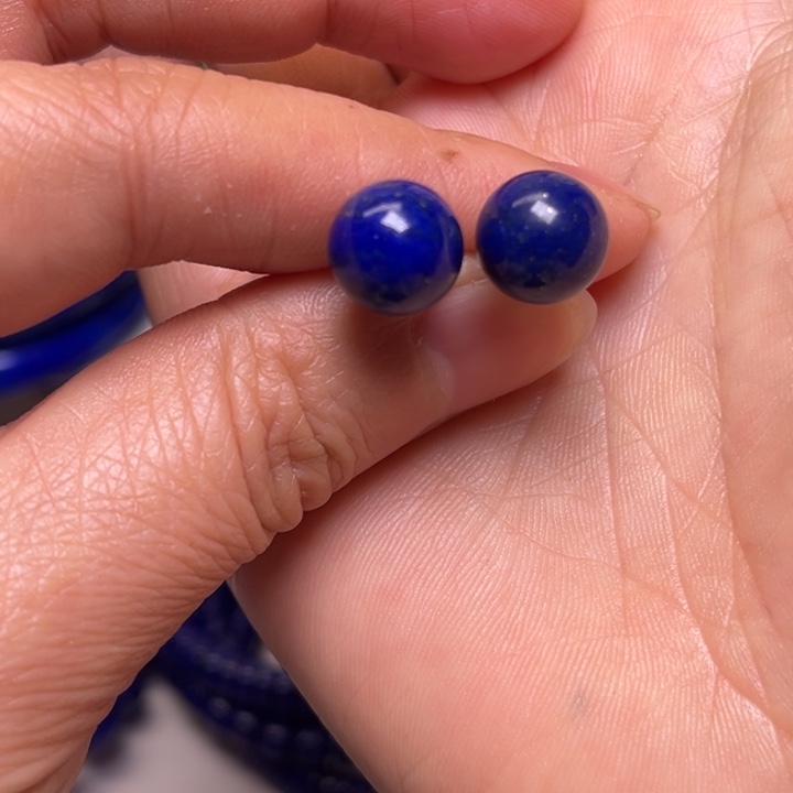 青金石耳钉未镶嵌圆耳钉10m m