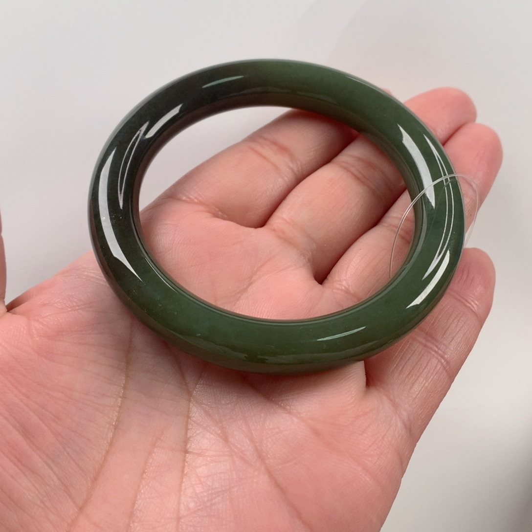 和田玉手镯未镶嵌57_58圆条