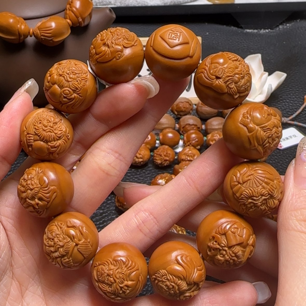 【闪购商品】橄榄核手串正圆半身钟馗