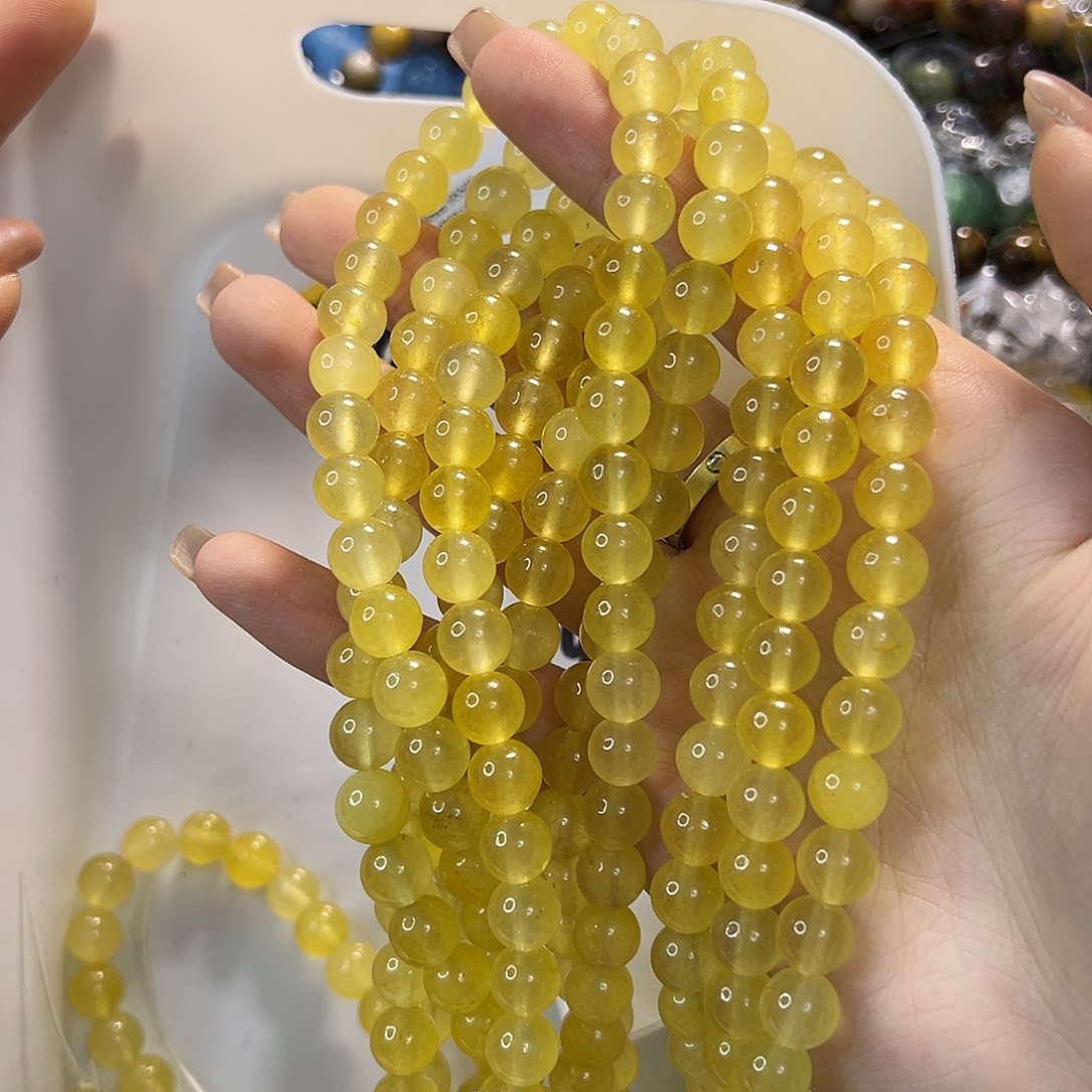 玛瑙/玉髓合金珠宝半成品黄莹石两条