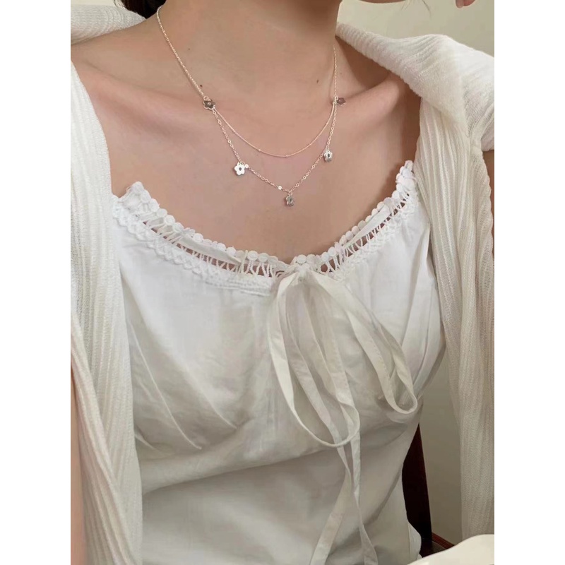 【NO退NO换】吊坠925银亚克力 小花朵双层叠戴 项链1589