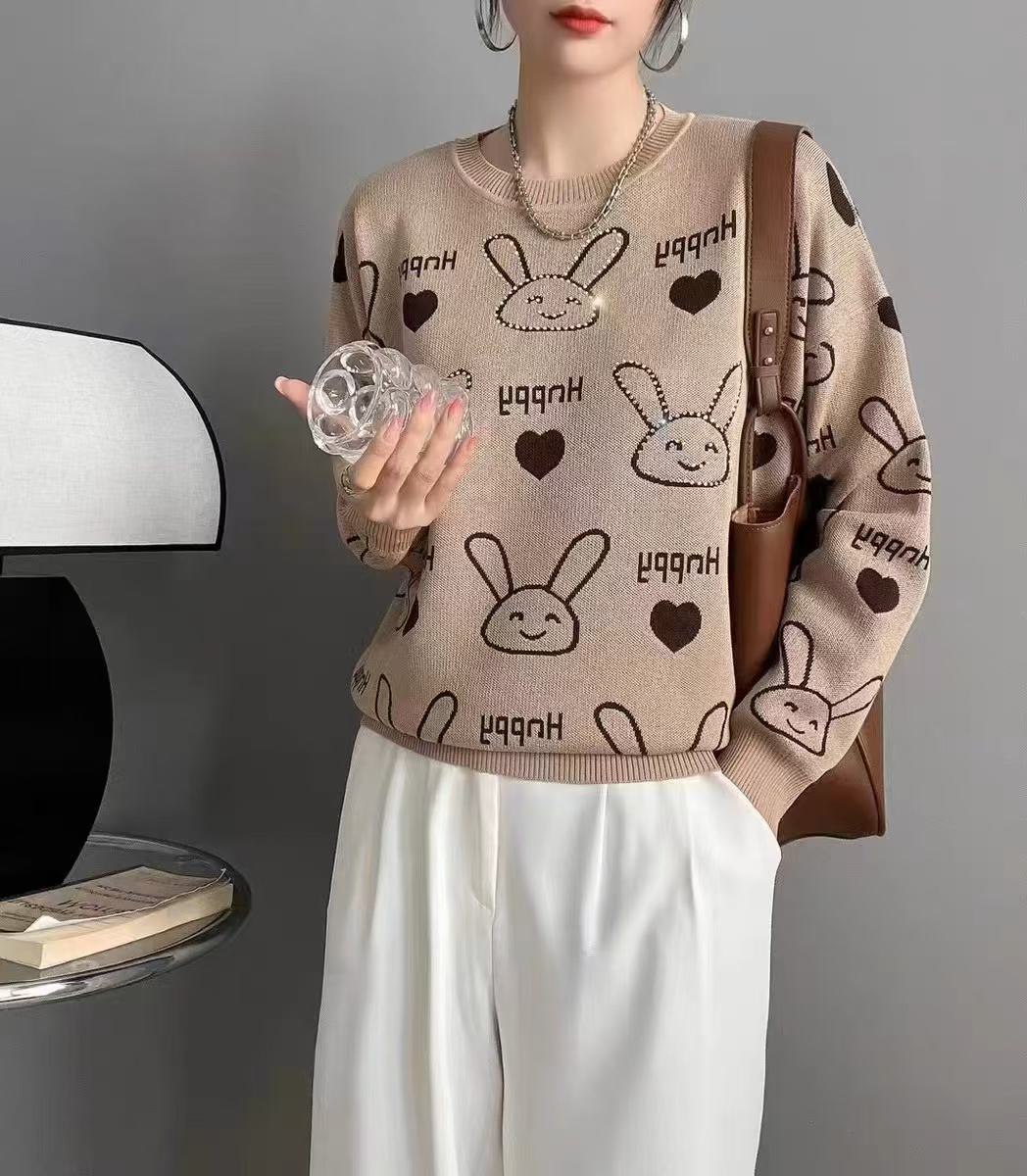 【尚品胖小妞】【兔子花】2025春季新款百搭时尚针织衫