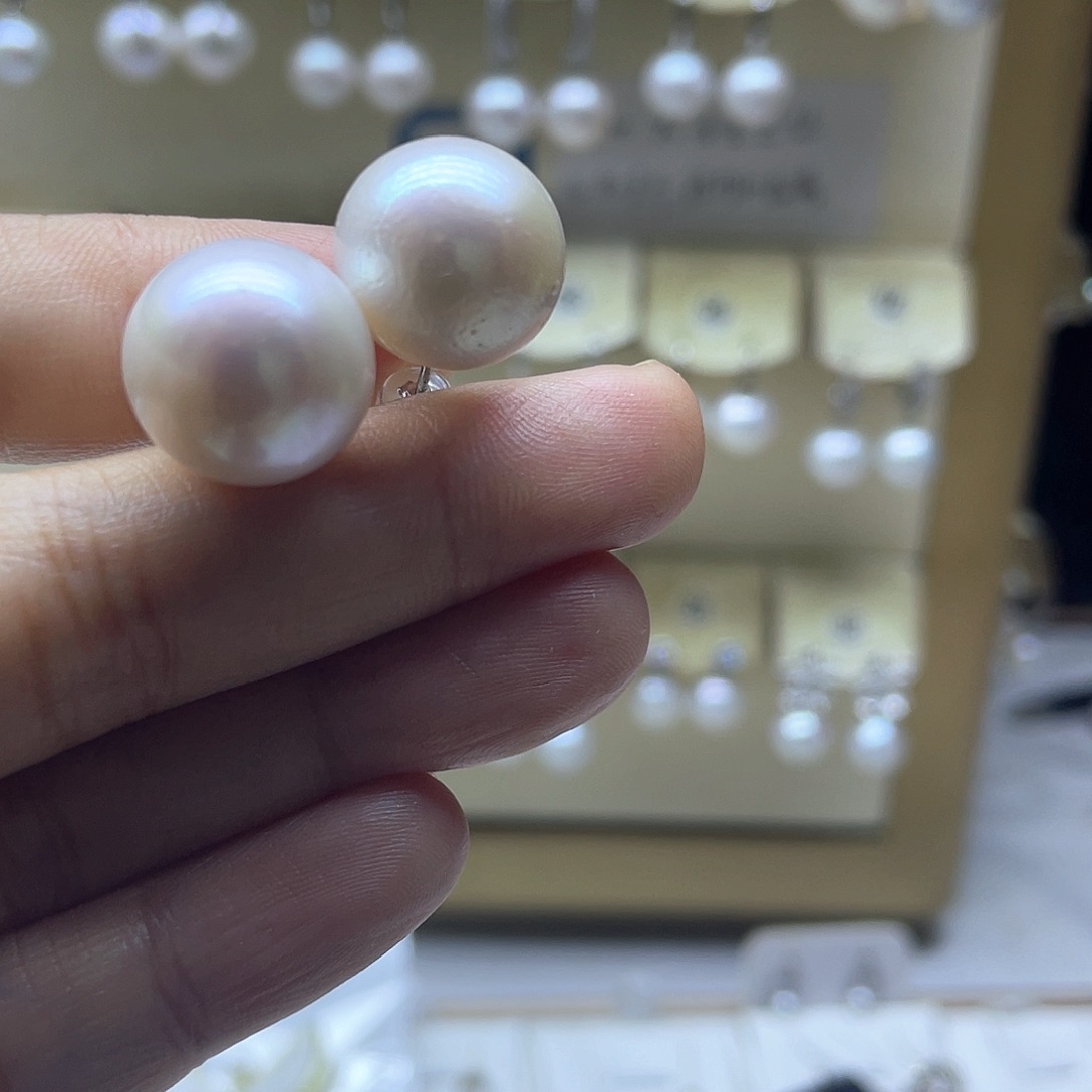 淡水珍珠耳饰银S925镶嵌