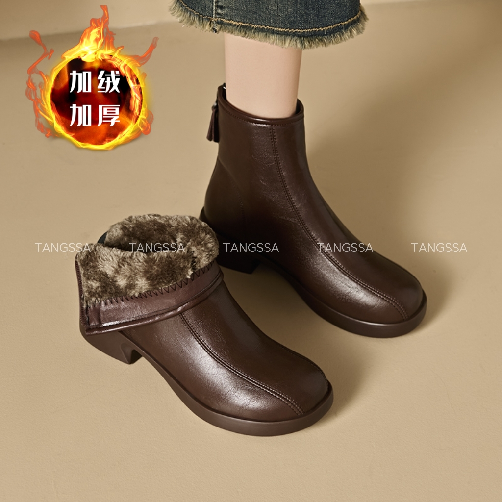 【运费险】新款复古厚底马丁靴时装靴圆头短靴秋冬季马丁靴保暖7029