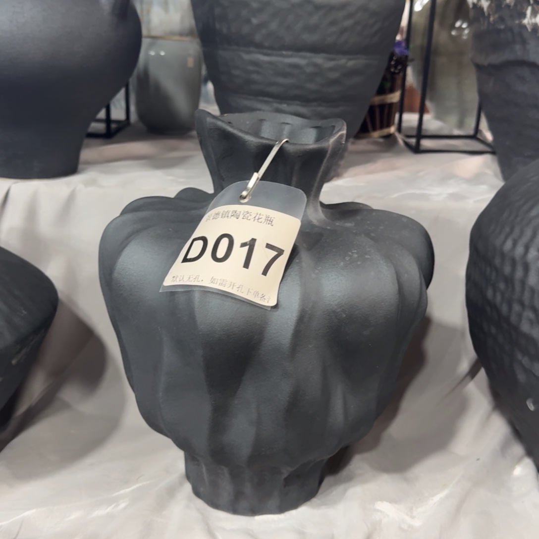 杭***店陶摆件景德镇高温花瓶编码d017高31口6默认无孔