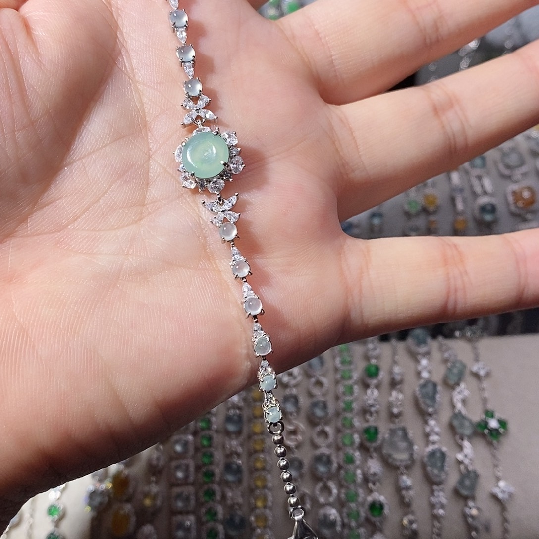 翡翠银S925镶嵌手链