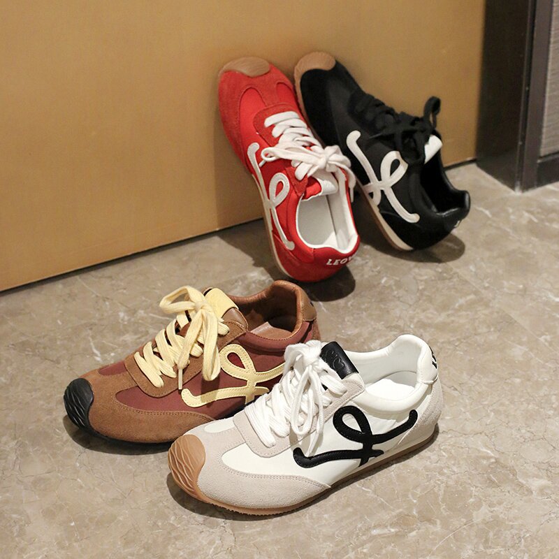 复古德训鞋女2025春季新款歪头系带休闲运动小白鞋百搭阿甘鞋