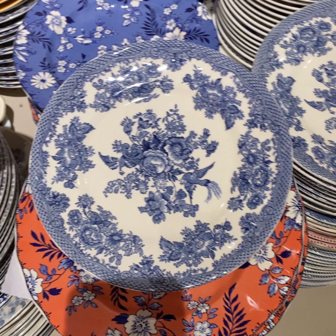 瓷微瑕蓝鸟八寸平盘