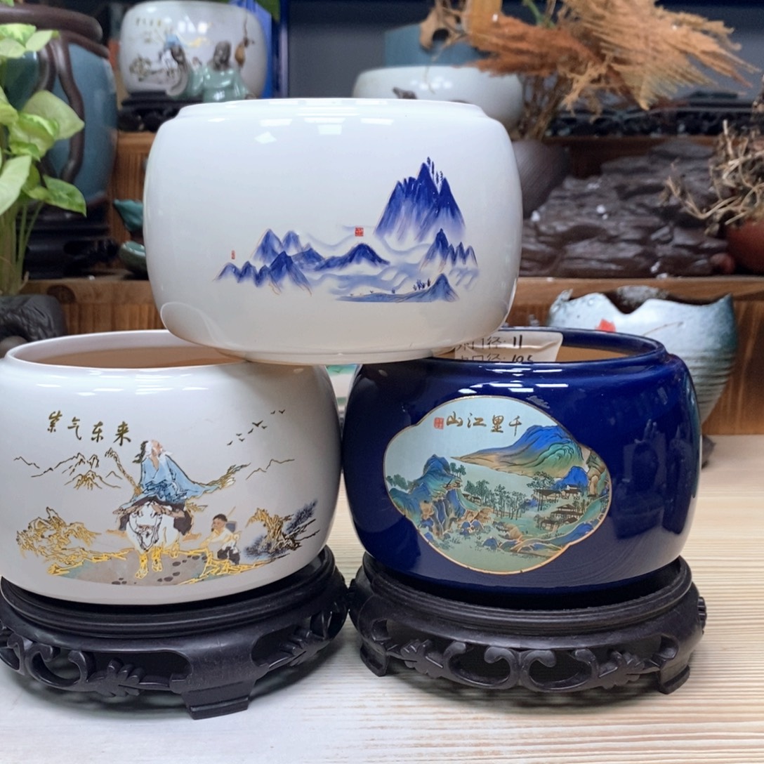 紫砂花盆陶瓷艺术花盆陶瓷