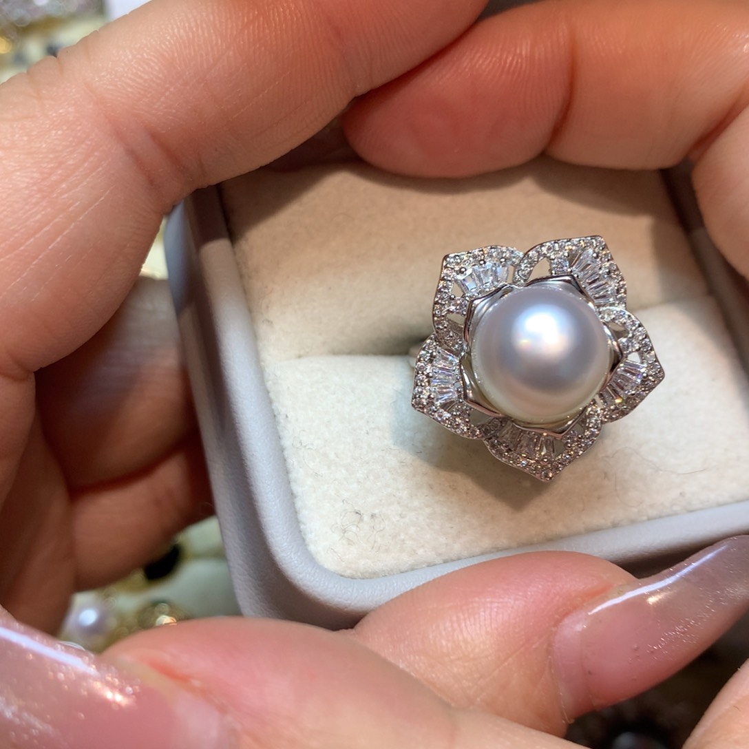 海水珍珠戒指银S925镶嵌