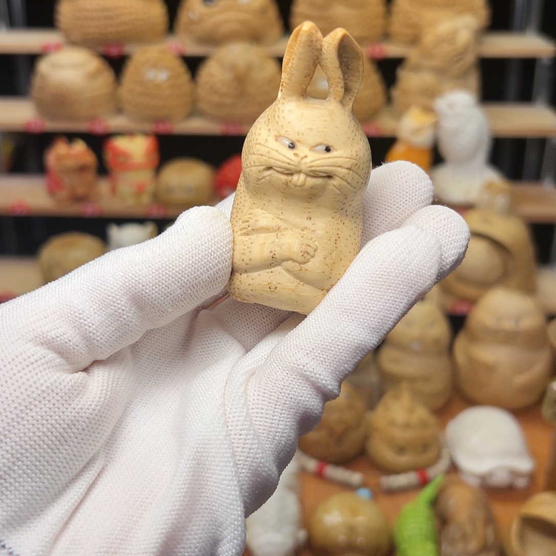 竹类竹根雕兔子11111