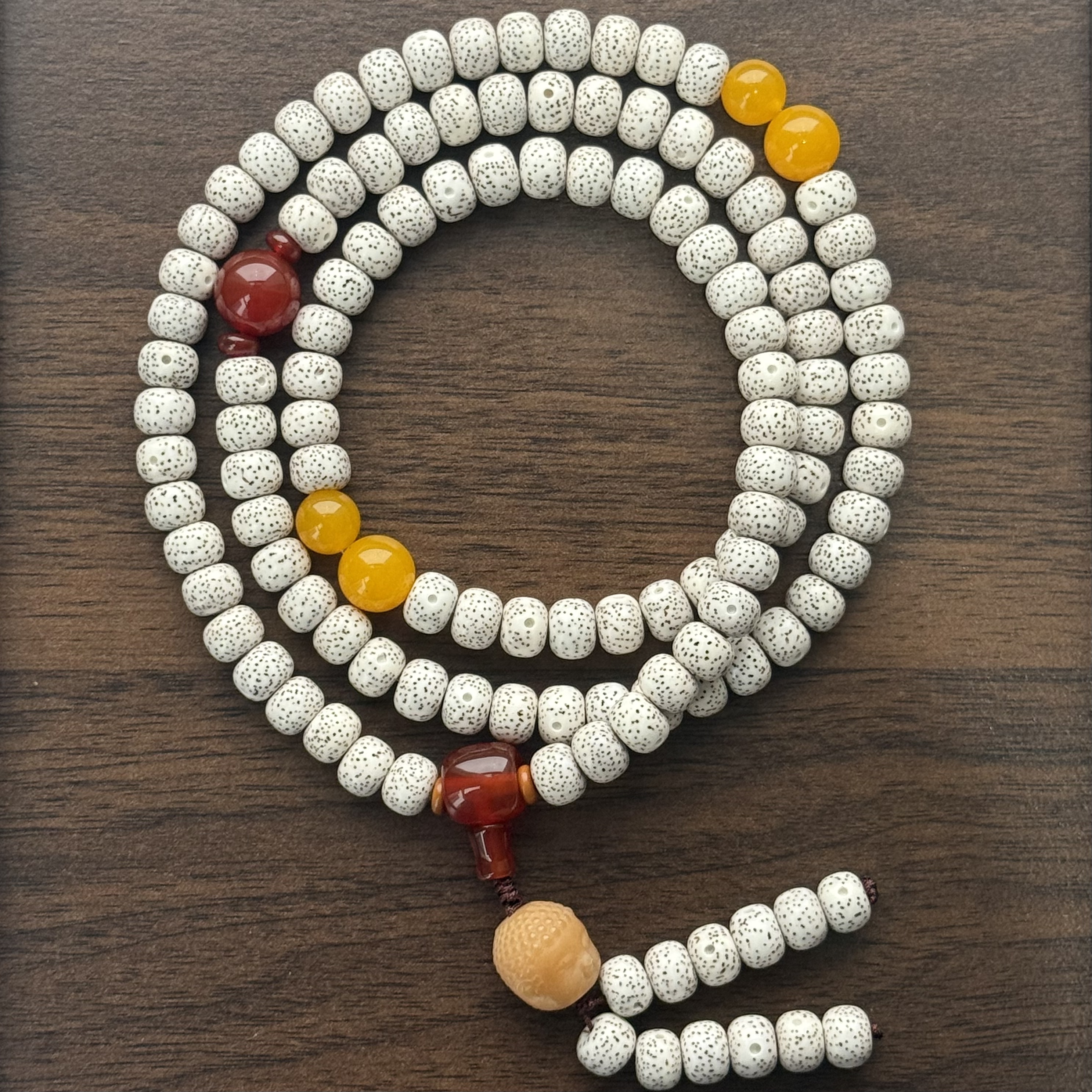 藏式桶珠10*8脱脂顺白108颗挂脖手串海南星月菩提