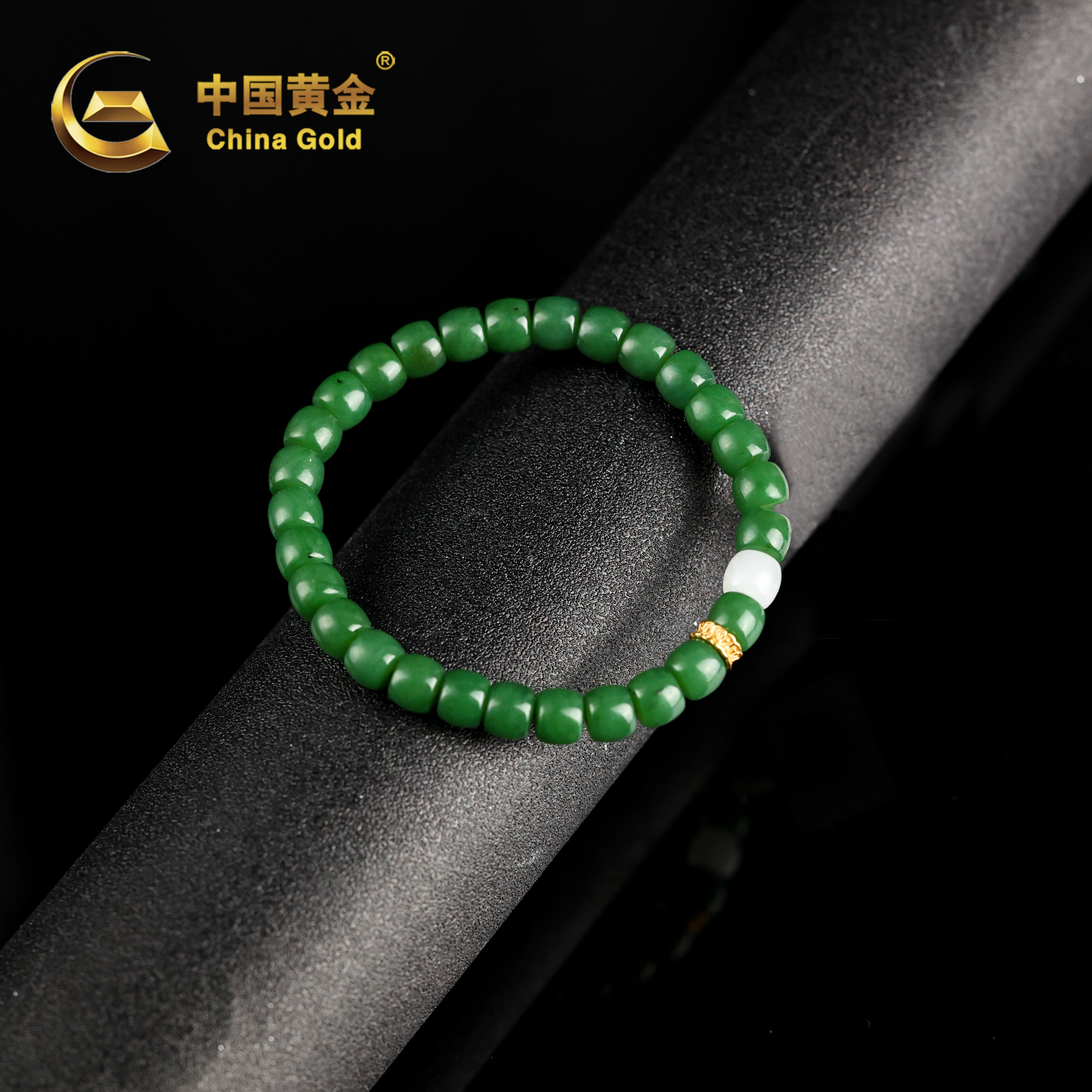 【中国黄金】亭春 | 和田玉*手串*S925银镶嵌-S3872-格