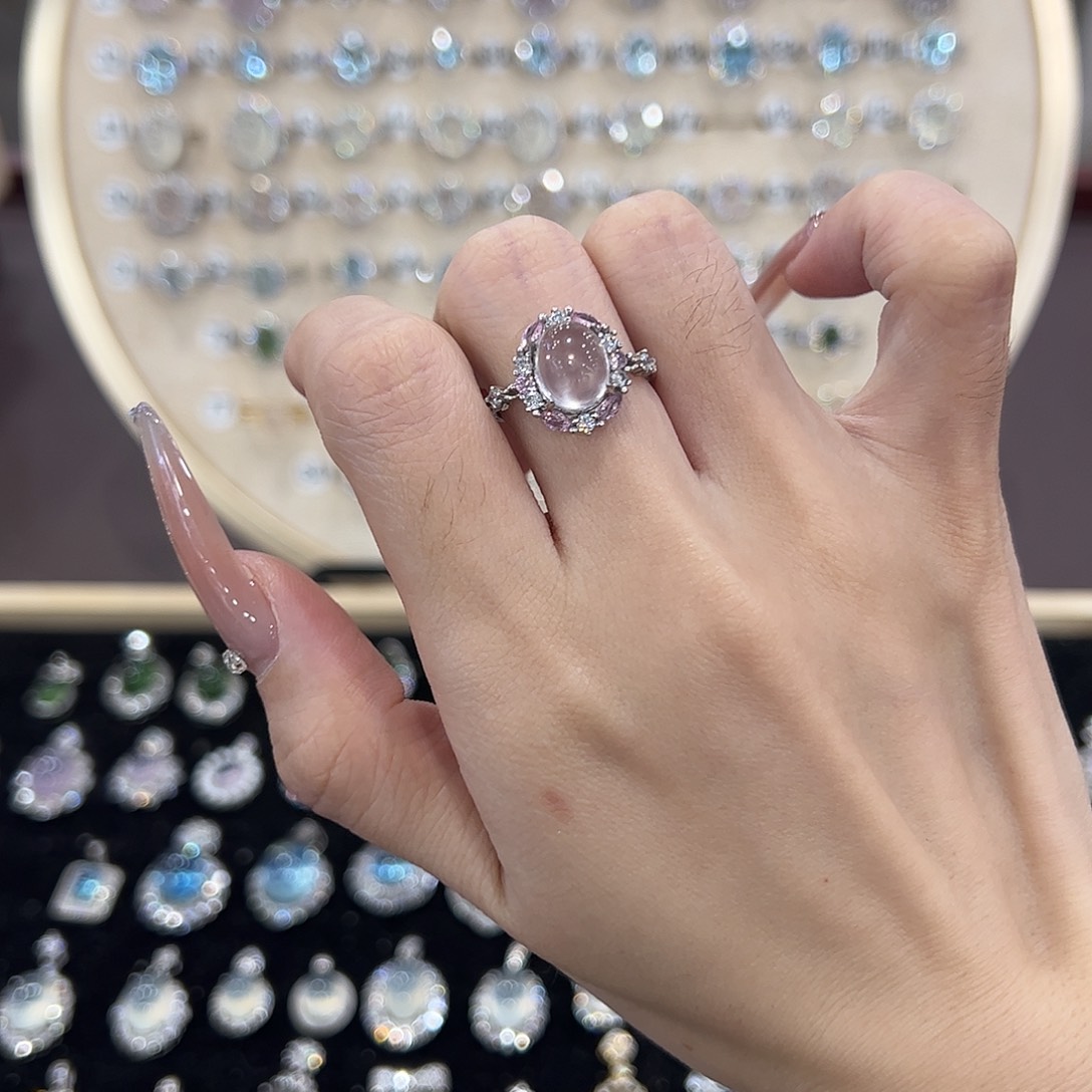 不***学银S925镶嵌戒指芙蓉石