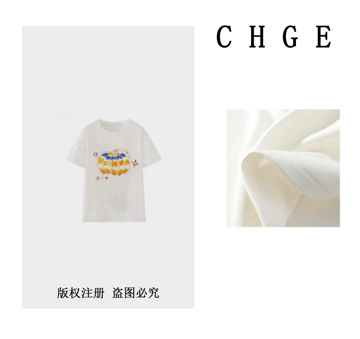 【高奢出口转内销】三色南瓜时尚百搭短袖夏季新款立体手工烫钻白色