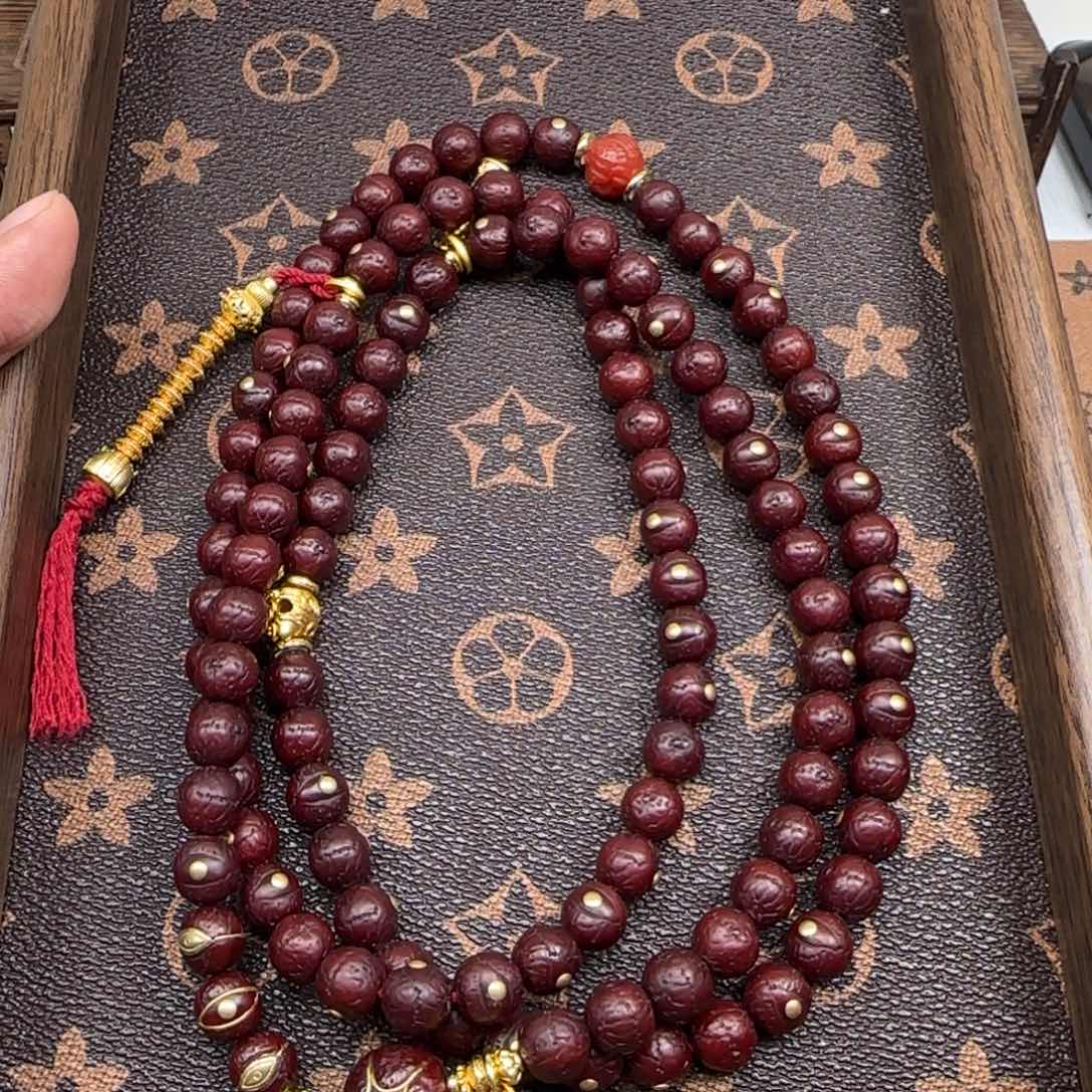 凤眼菩提吊坠凤眼金钉108脖挂9.5满配黄