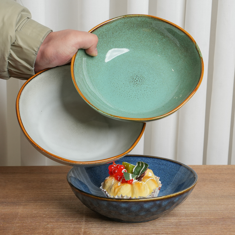 【微瑕】菜碗组合釉下彩陶瓷窑变釉异形组合三个装N1A/N6B/E2A