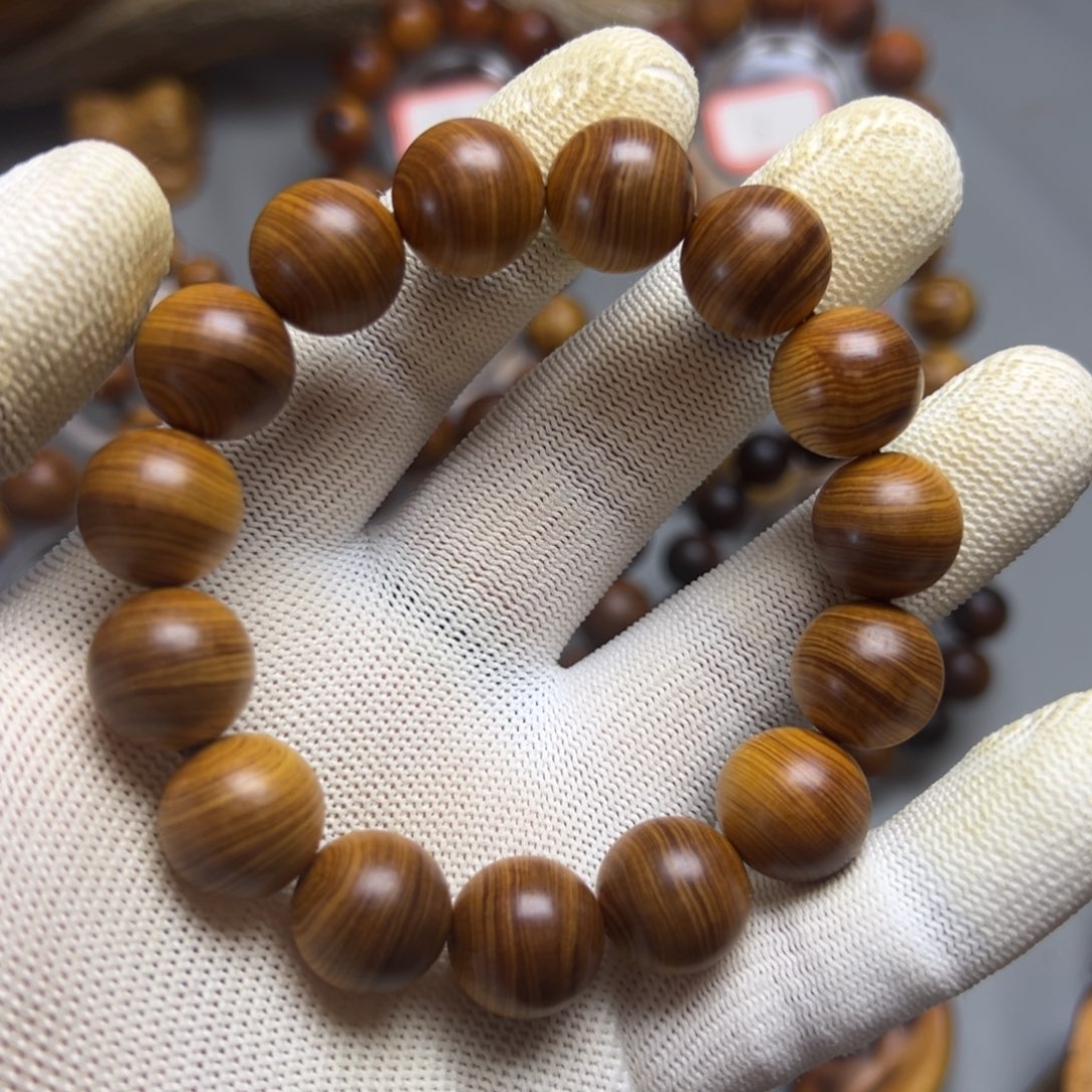 大叶紫檀（黑酸枝木类）崖柏手串1.5.黑油虎皮