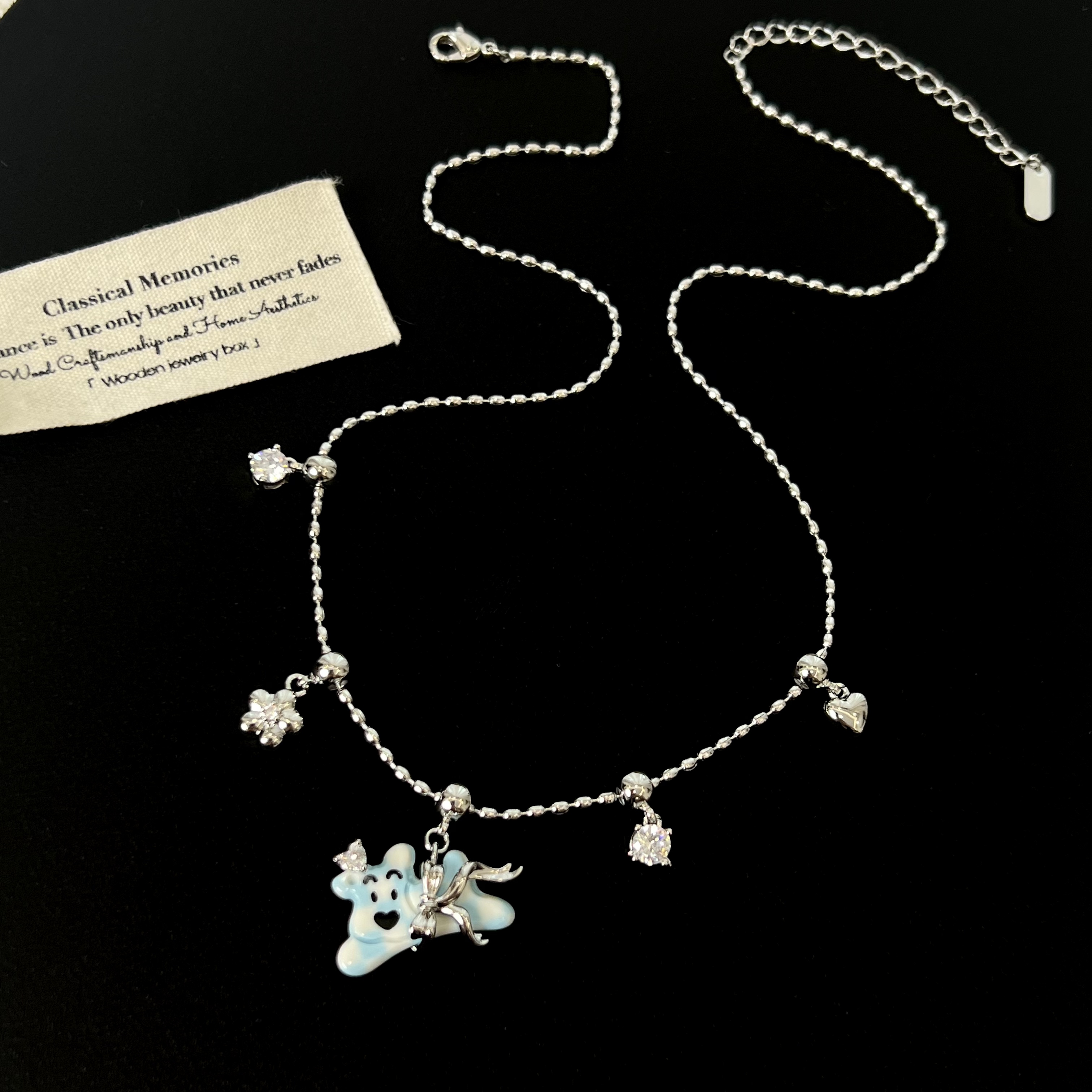 铜合金锆石项链 【蓝波比小狗】吊坠多戴款项链1416