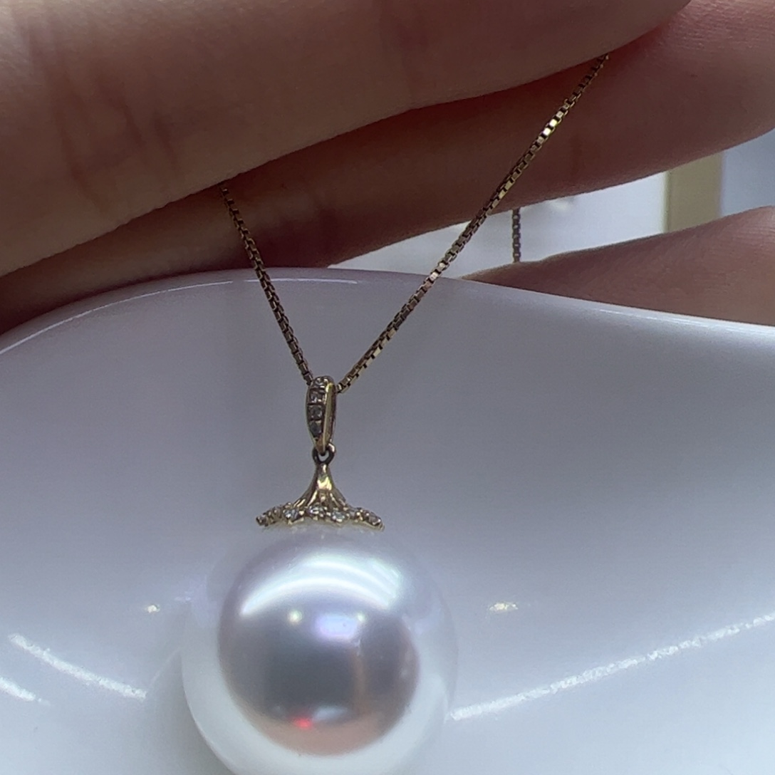 淡水珍珠吊坠(赠链)18K金镶嵌