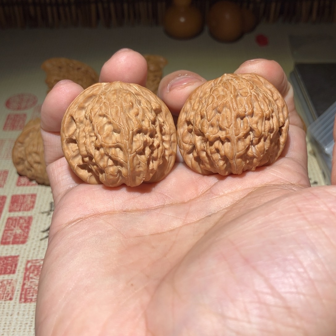 文玩核桃把件对歪磨盘39尺全品