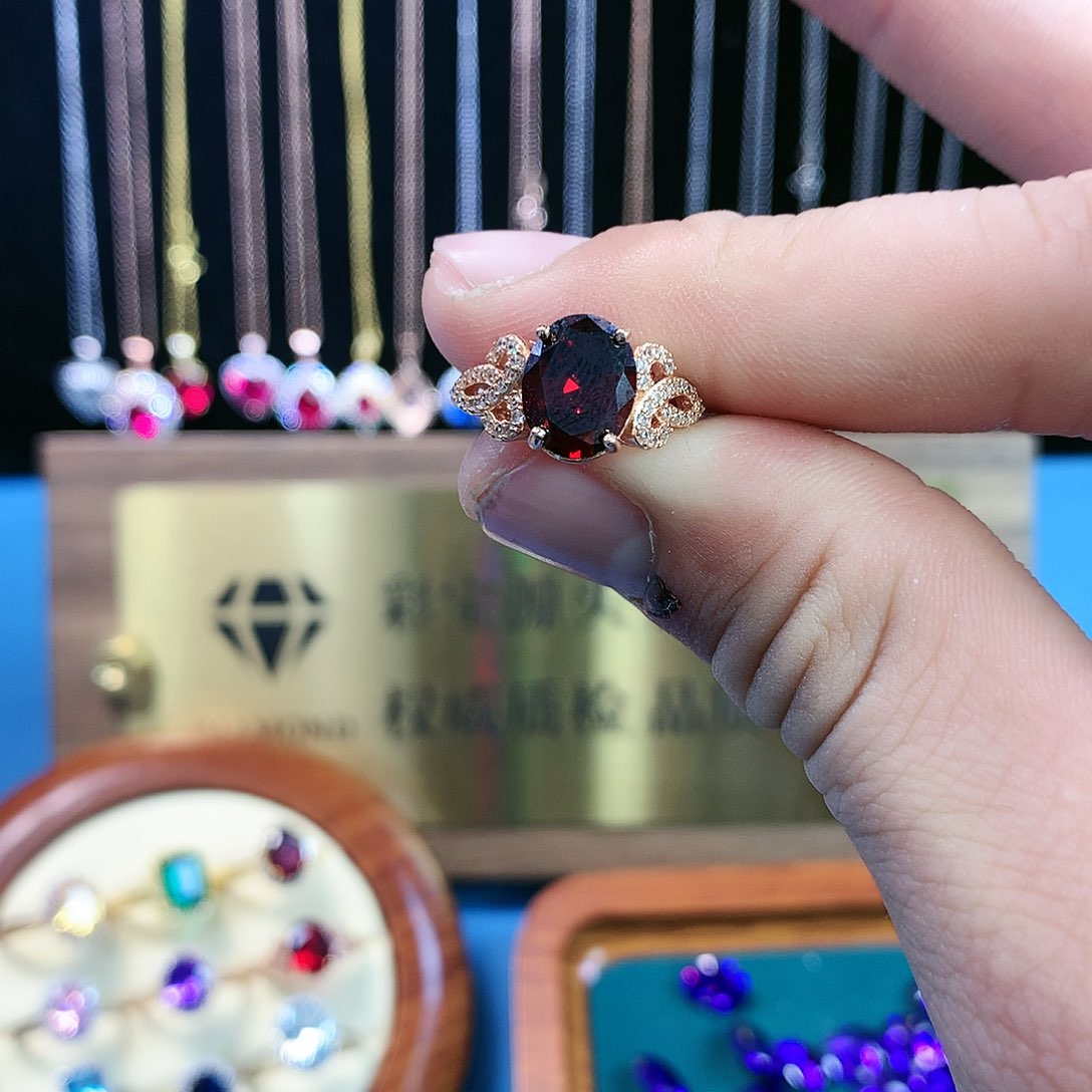 石榴石戒指银S925镶嵌