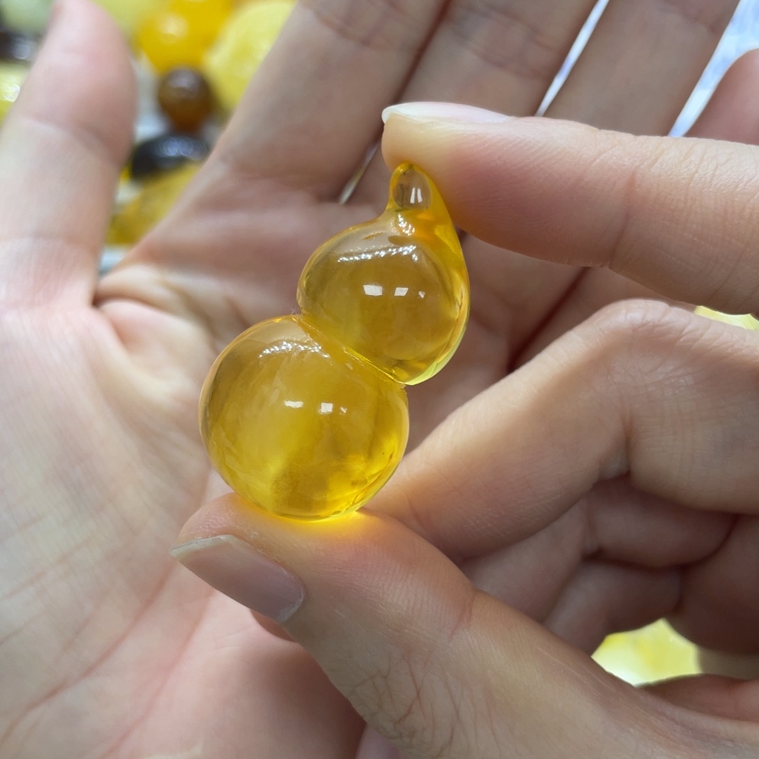 琥珀未镶嵌裸石天然琥珀俄料金珀葫芦