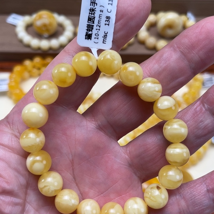 琥珀未镶嵌颈饰10➕蜜蜡手串