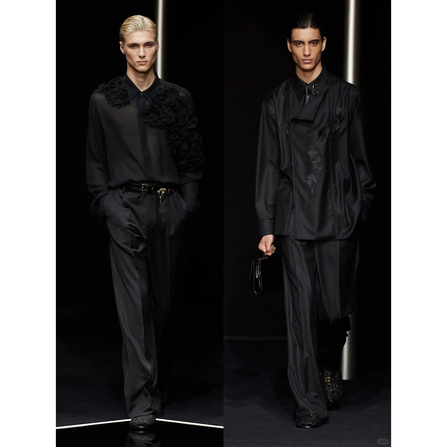 【25号链接-啊喽蓝白拼】2025上新高级设计刺秀提花时尚男T 26028#