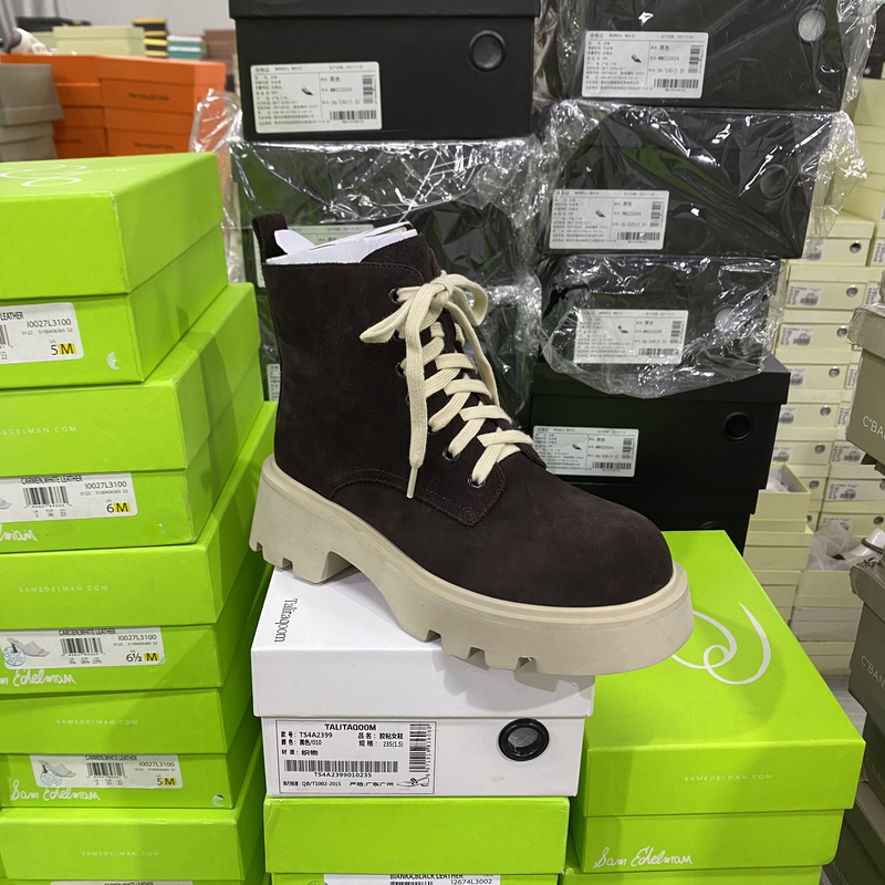 专柜正品轻奢V厚底简约牛皮马丁靴8057咖啡色（单里）
