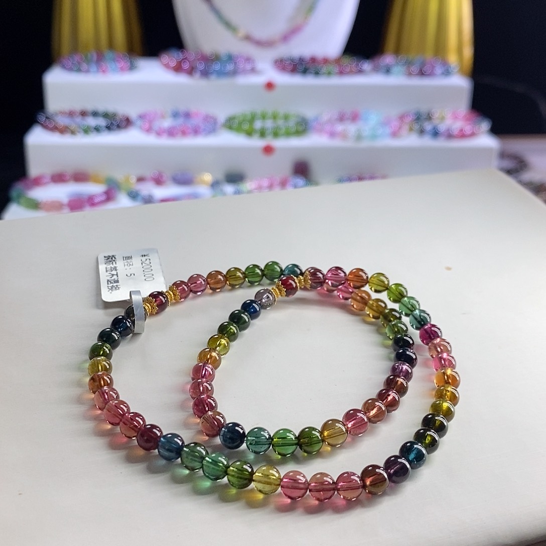 未镶嵌手链碧玺色标双圈