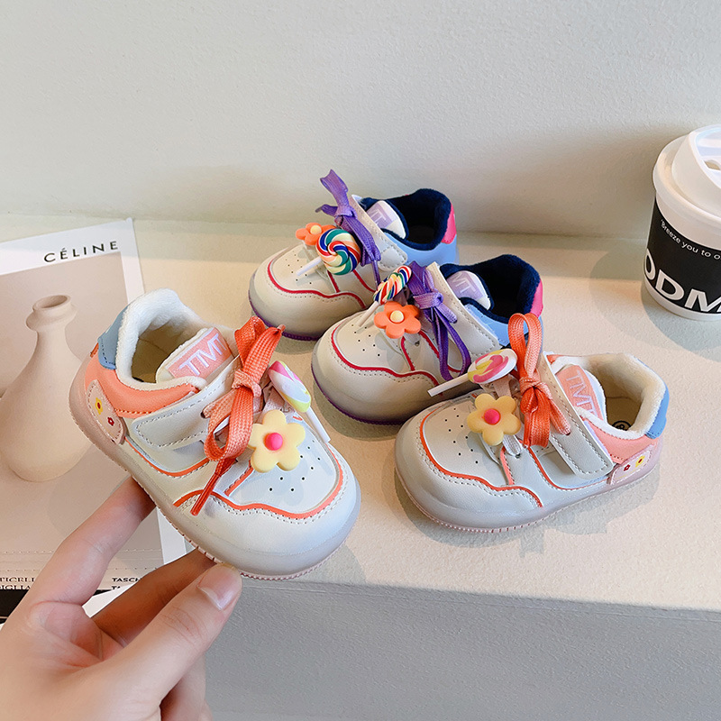 女童二棉棒棒糖冬季童鞋 果冻底舒适轻便学步鞋百搭时尚小白鞋