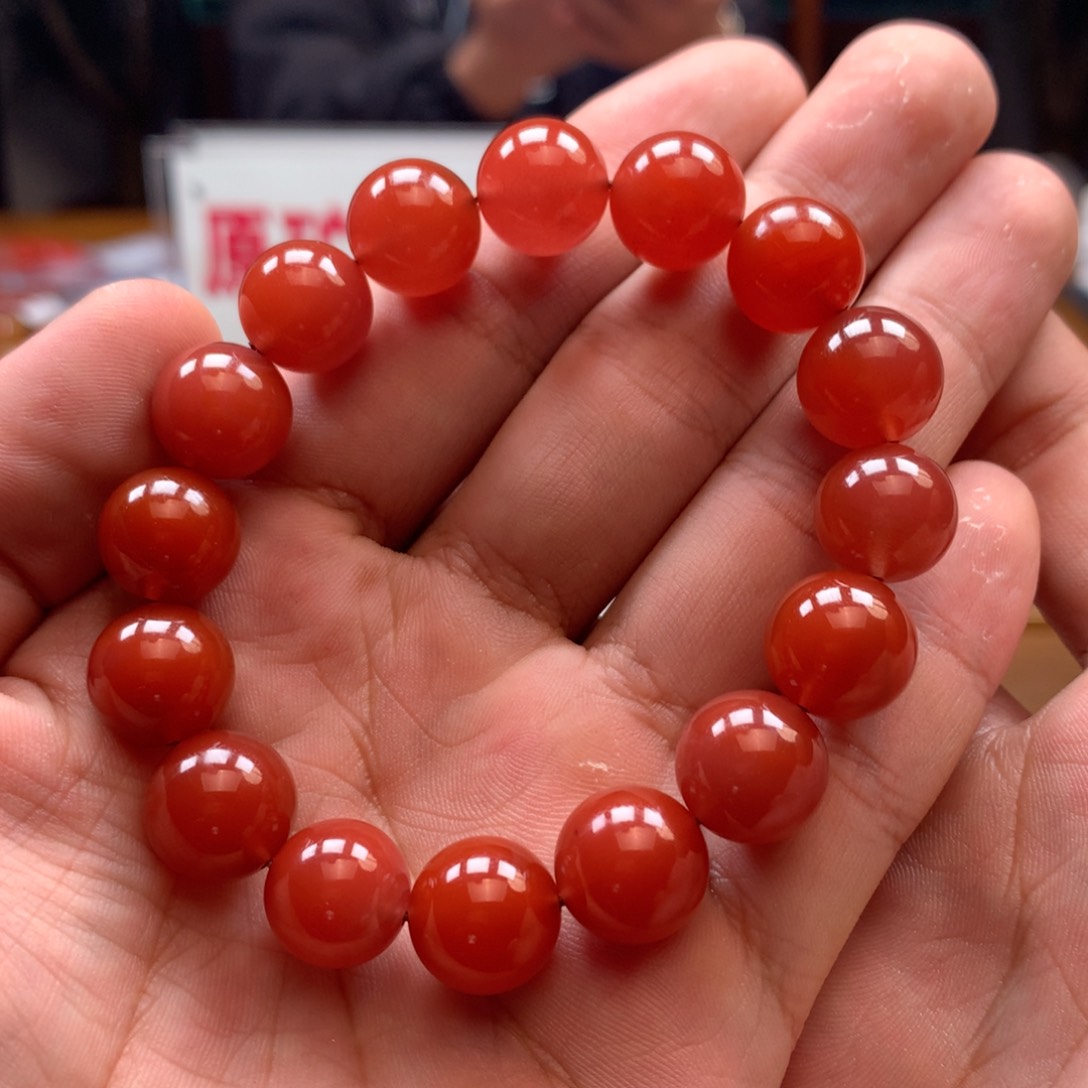 南红玛瑙单圈未镶嵌小***团13mm➕大黑洞冰红