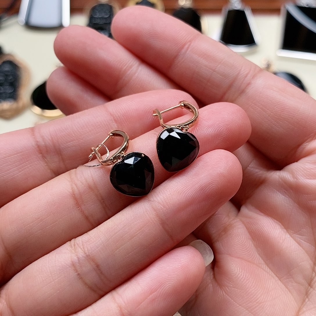 翡翠耳饰18K金镶嵌天然缅甸翡翠