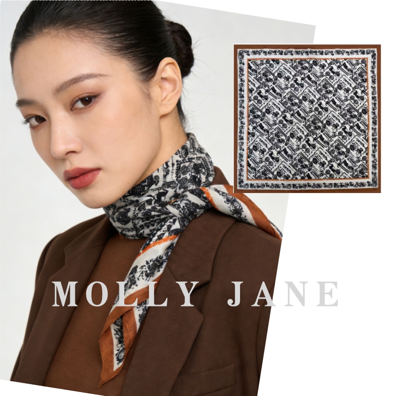高级大方秋冬专属丝巾墨踪旧驿老钱风时尚配饰百搭复古方巾DJ-118