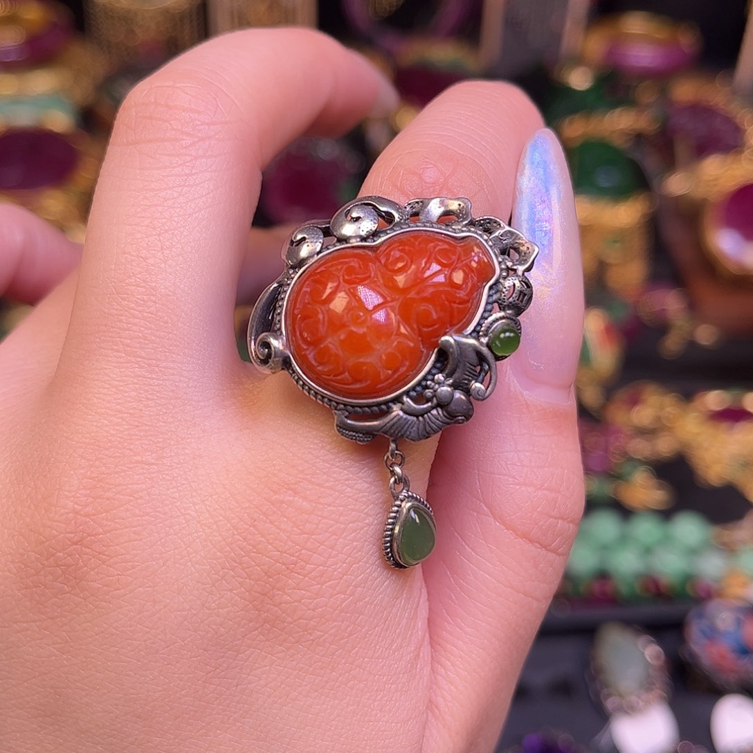 翡翠银S925镶嵌戒指