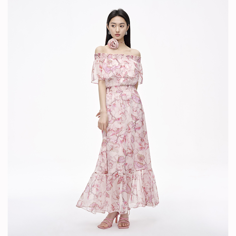 【直播专享】商场同款夏季新品一字肩设计连衣裙N195B42014