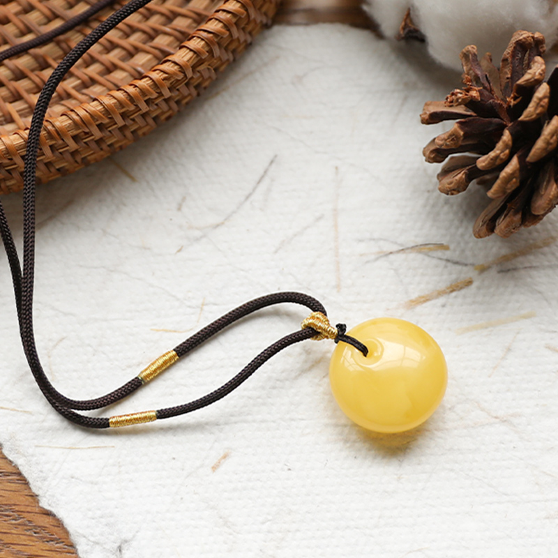 【琥珀公主扣】新中式复古文玩琥珀盘扣男女挂件吊坠项链简约